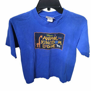 VTG Disney World Animal Kingdom Lodge T Shirt blue Nature Parks youth medium